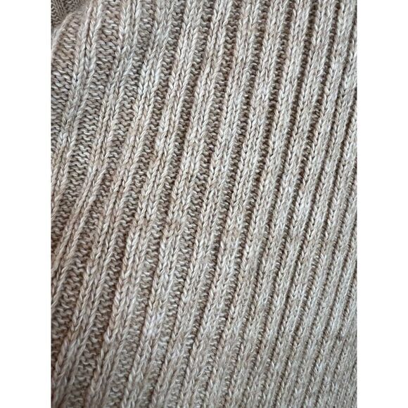 BY ANTHROPOLOGIE beige wool blend rib knit oversized sweater poncho wrap OS - Picture 4 of 9